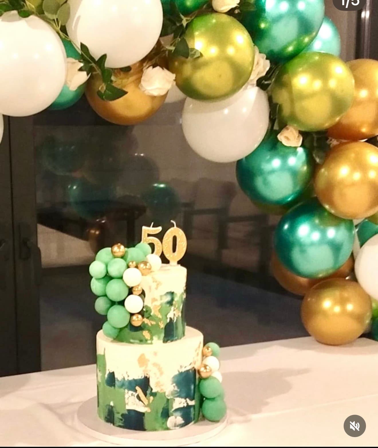 50 anos verde dourado — bolo de aniversário por Fran Benetati, Santa Maria da Feira