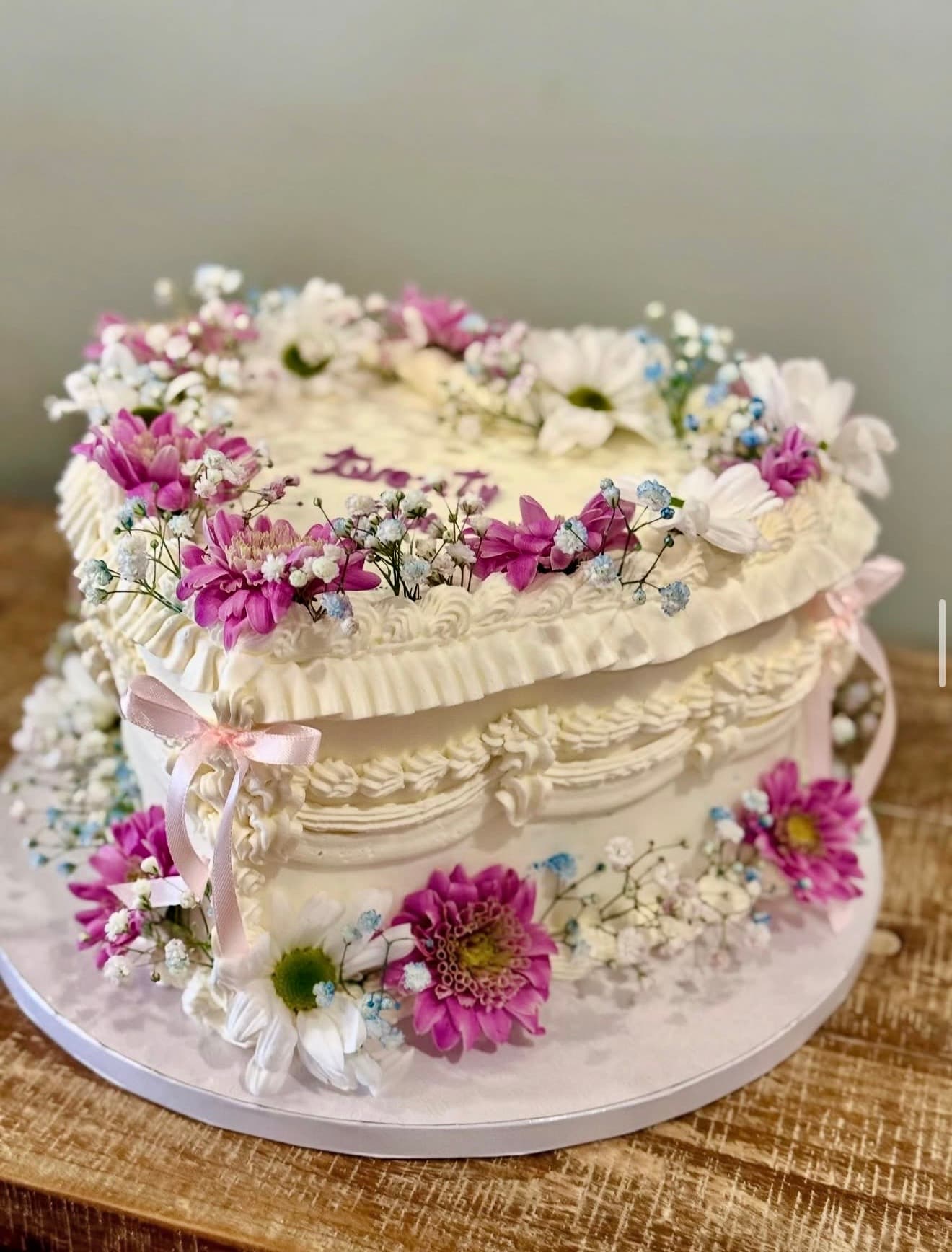 Coracao flores roxas — bolo de aniversário por Fran Benetati, Santa Maria da Feira